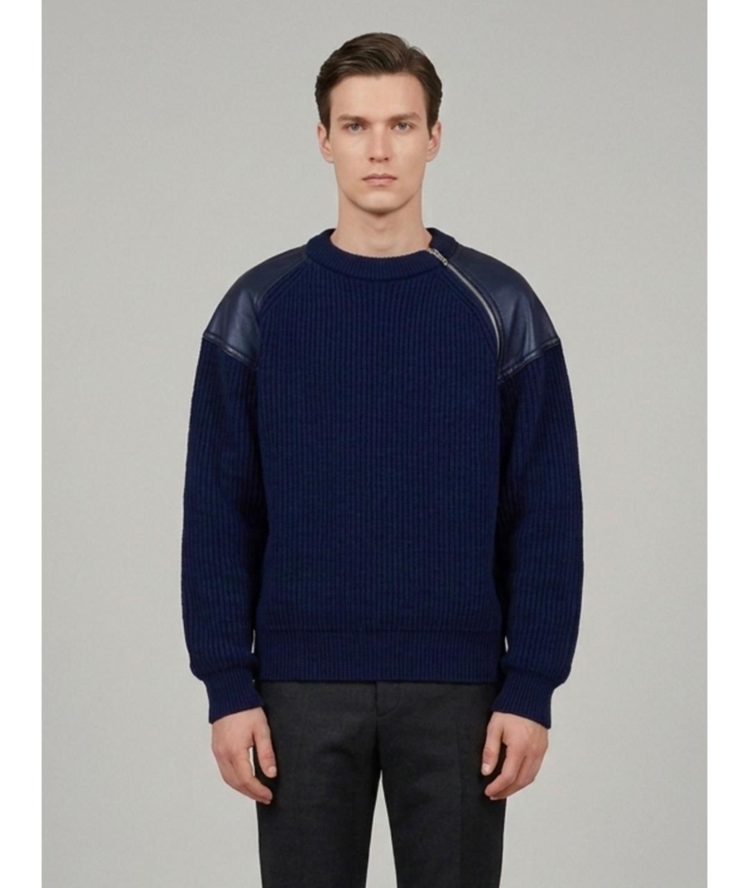 BOTTEGA VENETA Темно-синий шерстяной джемпер / свитер, фото 2