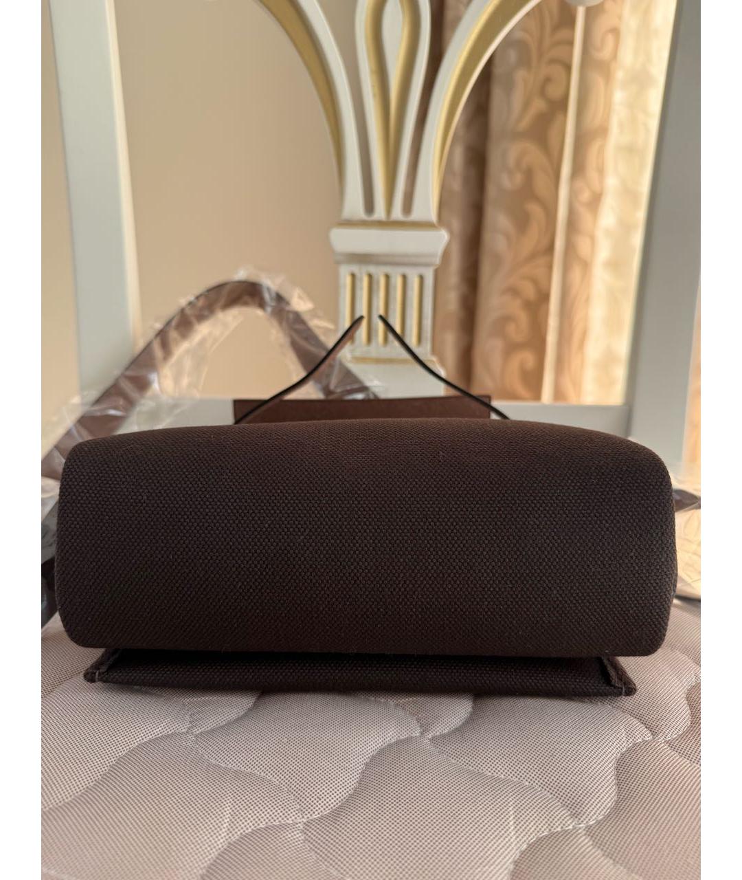 HERMES Коричневая сумка через плечо из канвы, фото 6