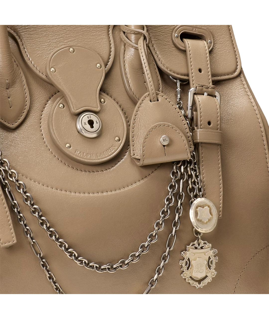 RALPH LAUREN Бежевая кожаная сумка тоут, фото 4