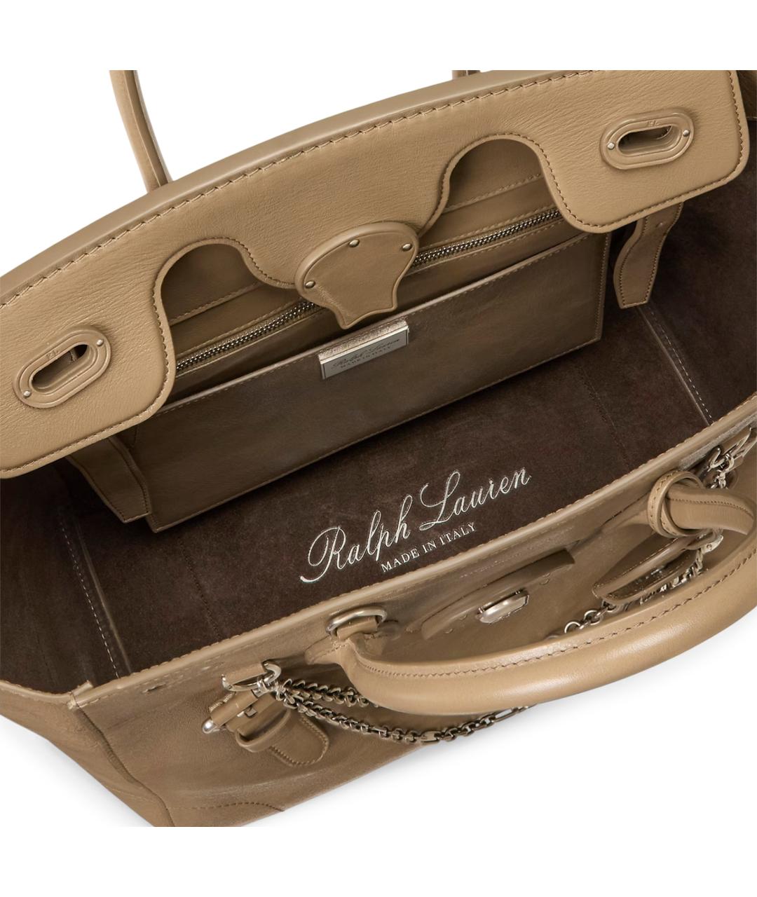 RALPH LAUREN Бежевая кожаная сумка тоут, фото 5