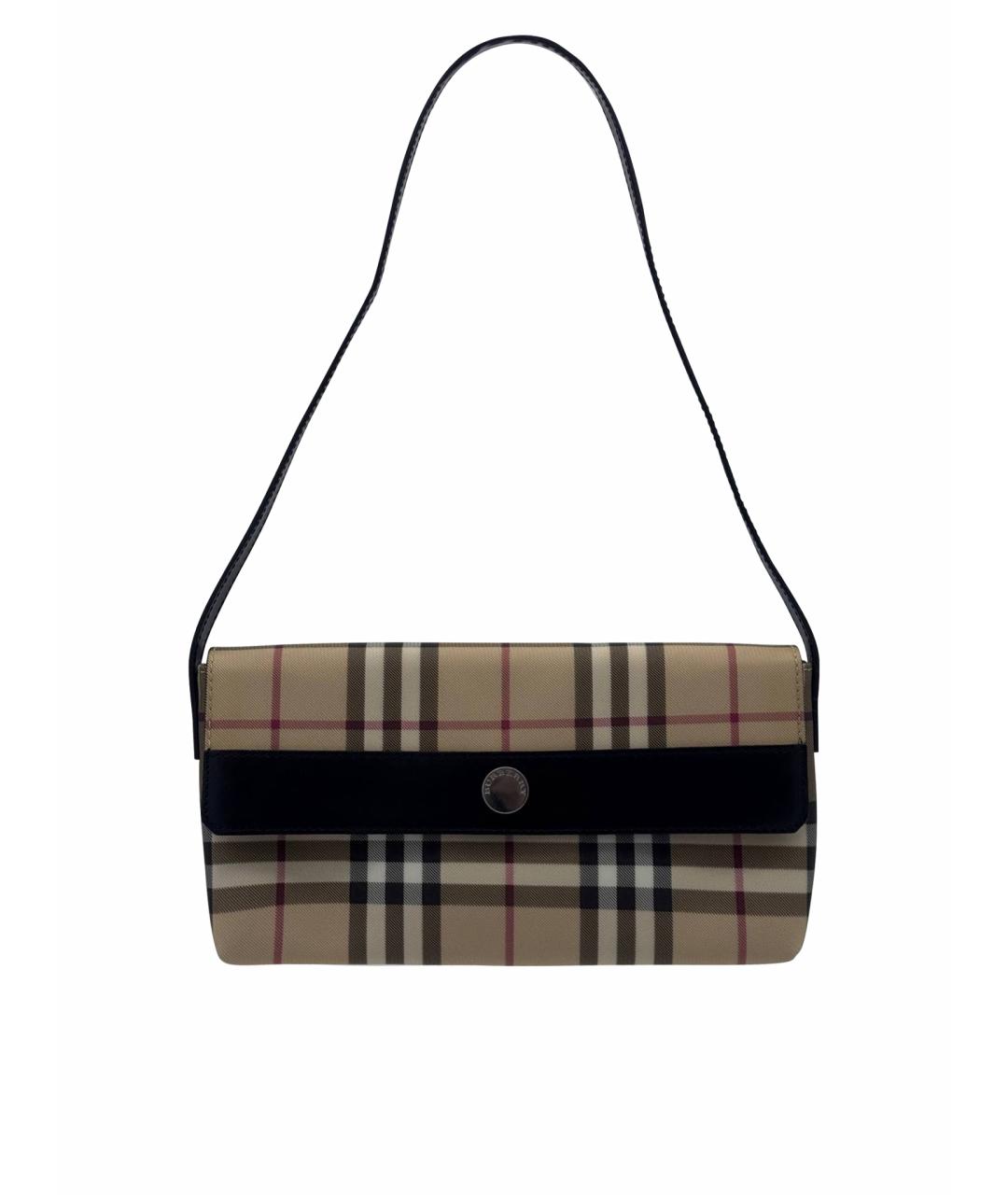 BURBERRY Коричневая кожаная сумка с короткими ручками, фото 1