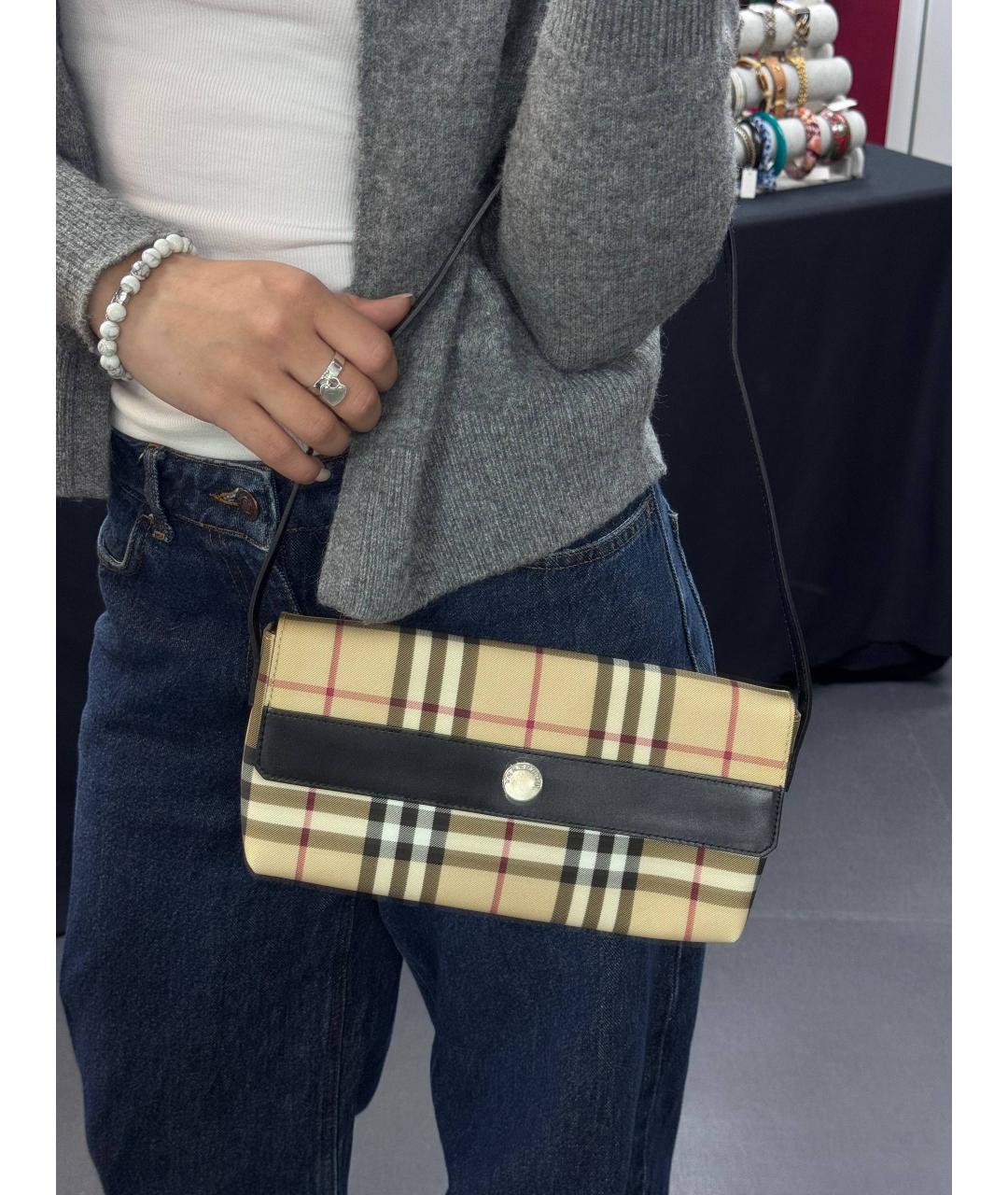 BURBERRY Коричневая кожаная сумка с короткими ручками, фото 8