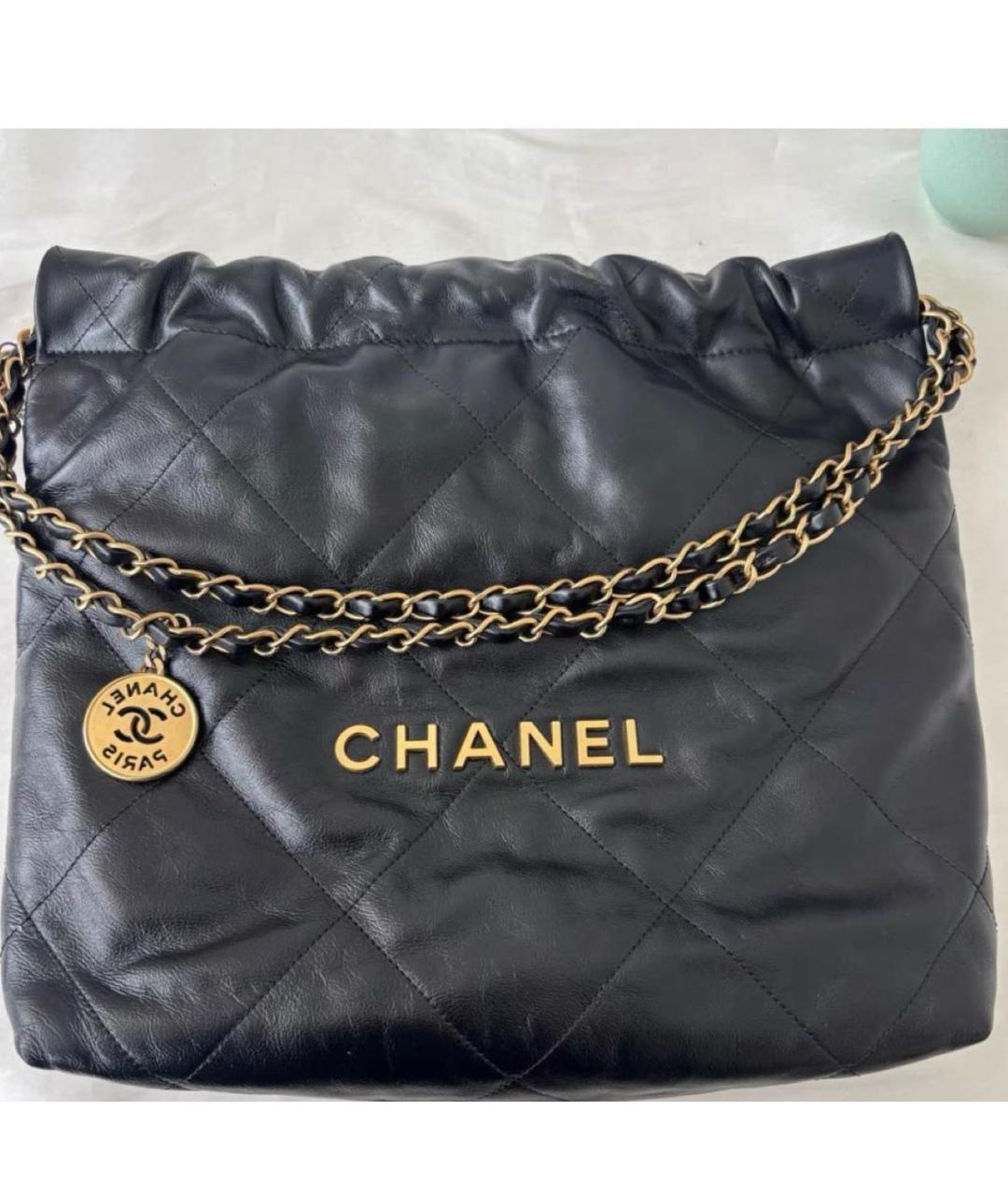 CHANEL Черная кожаная сумка тоут, фото 2