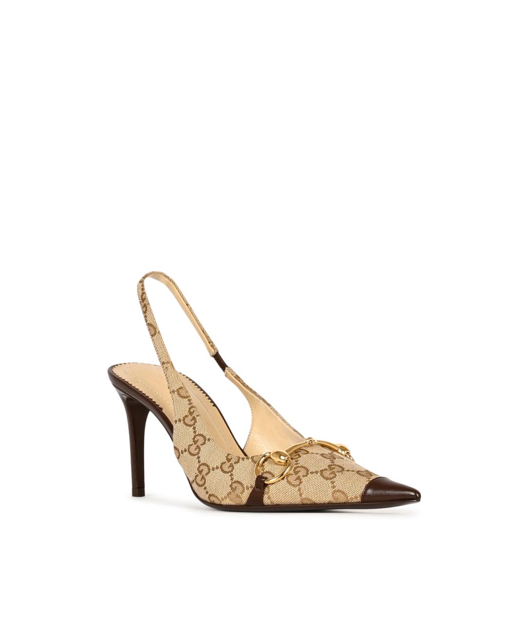 GUCCI Бежевые текстильные туфли, фото 4