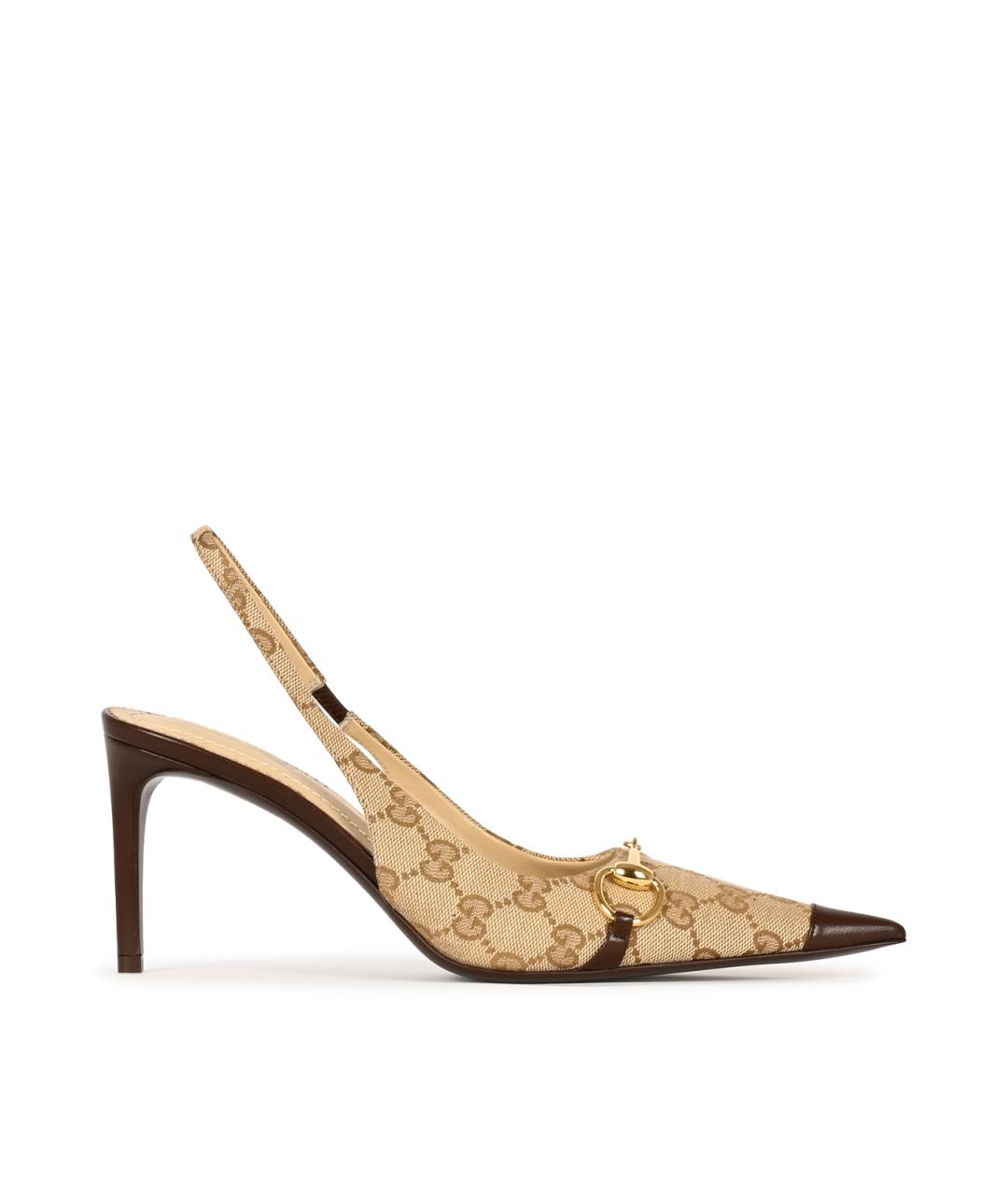 GUCCI Бежевые текстильные туфли, фото 2