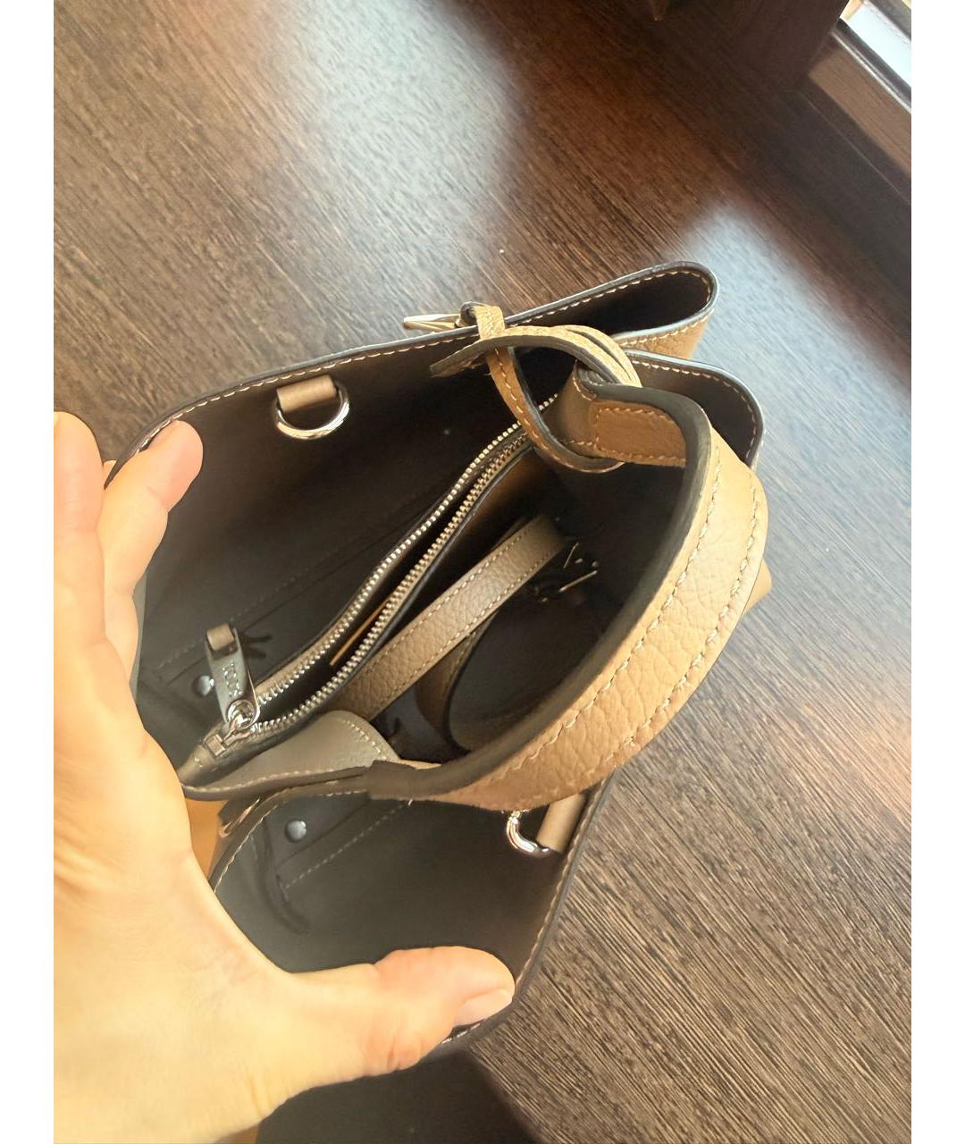 TOD'S Бежевая кожаная сумка с короткими ручками, фото 4