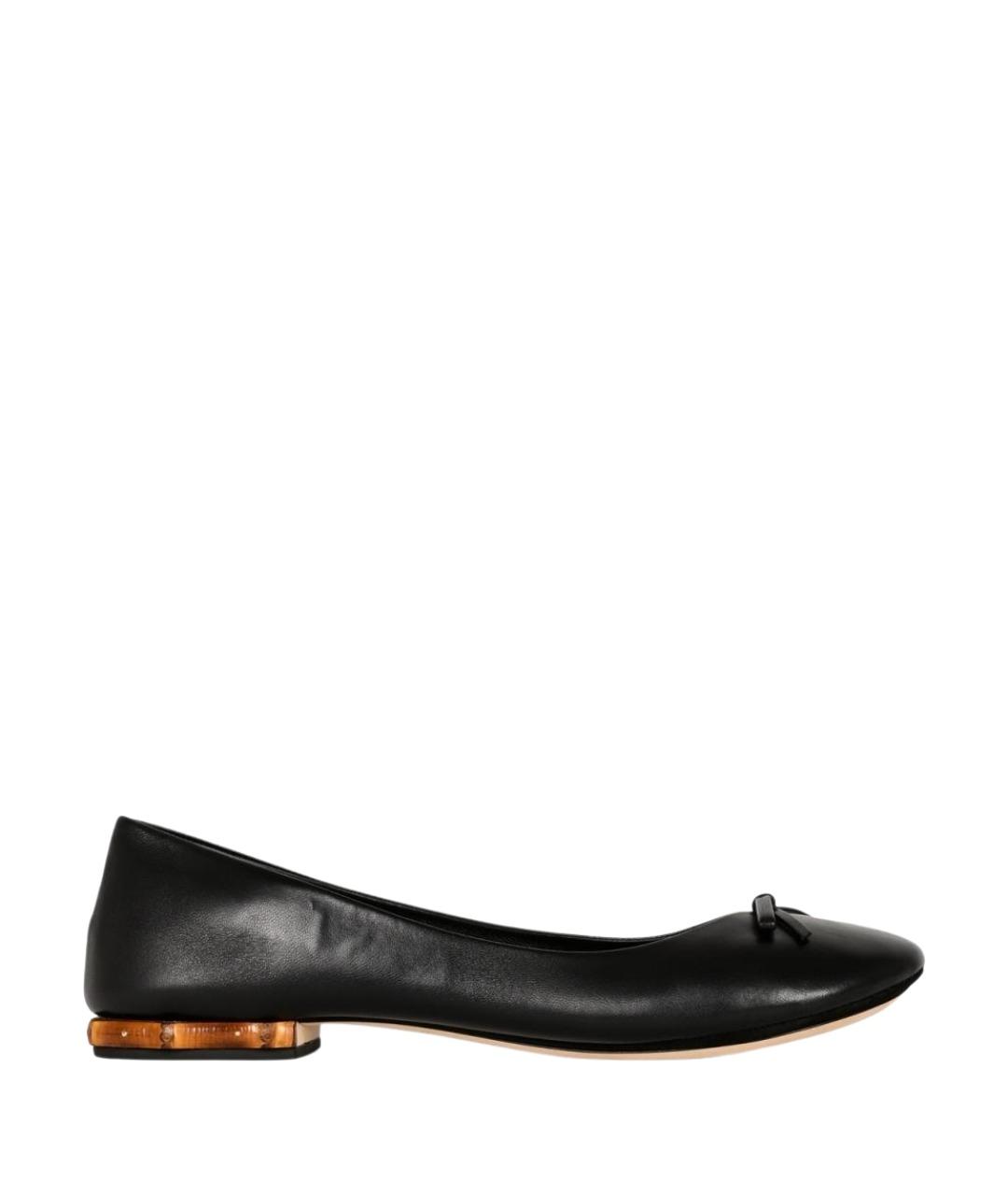 GUCCI Черные кожаные балетки, фото 1