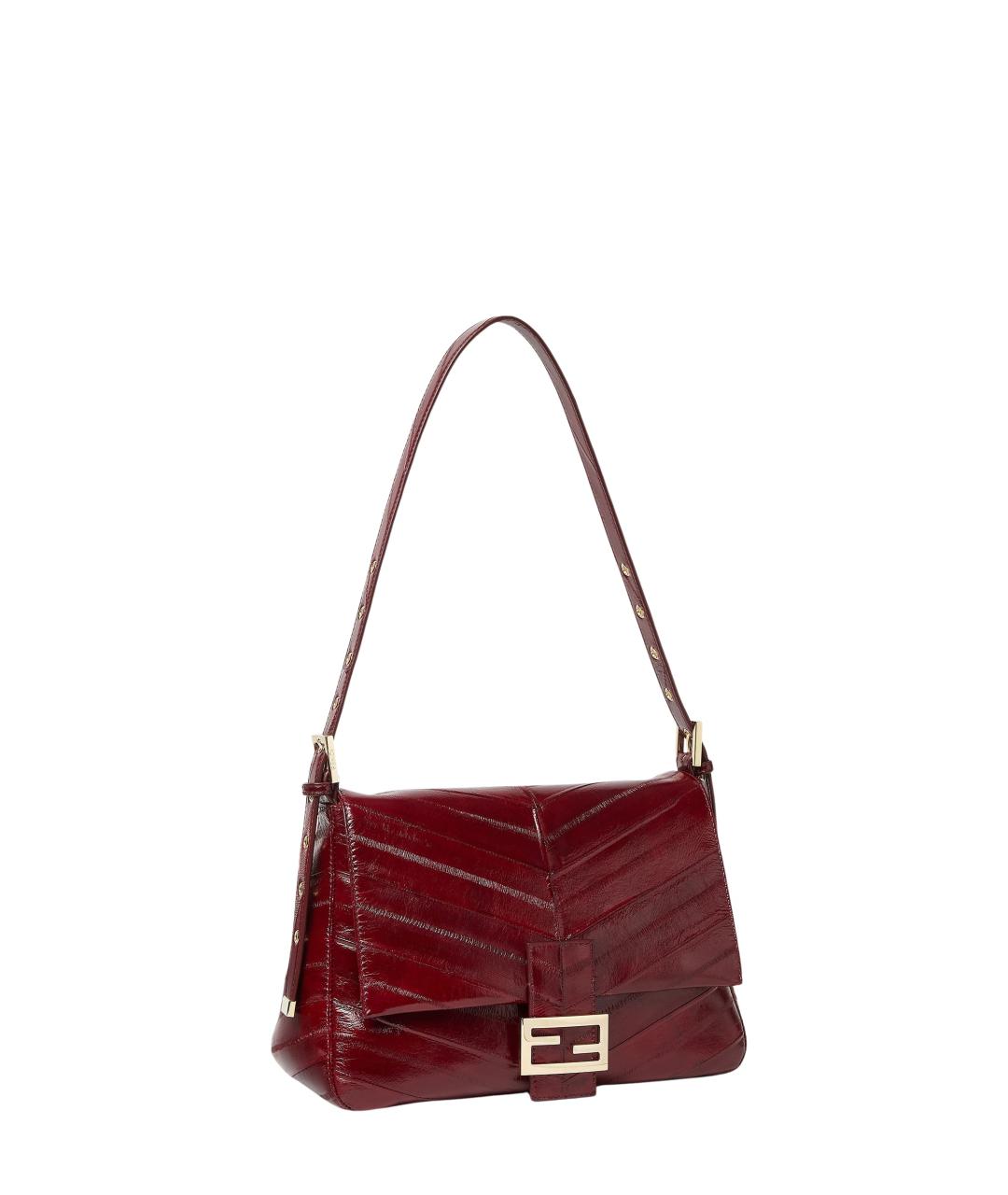 FENDI Бордовая кожаная сумка через плечо, фото 3