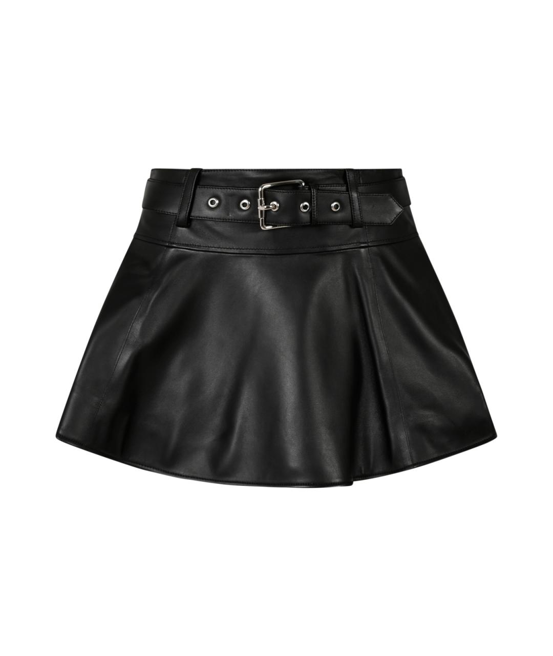 LOEWE Черная кожаная юбка мини, фото 1