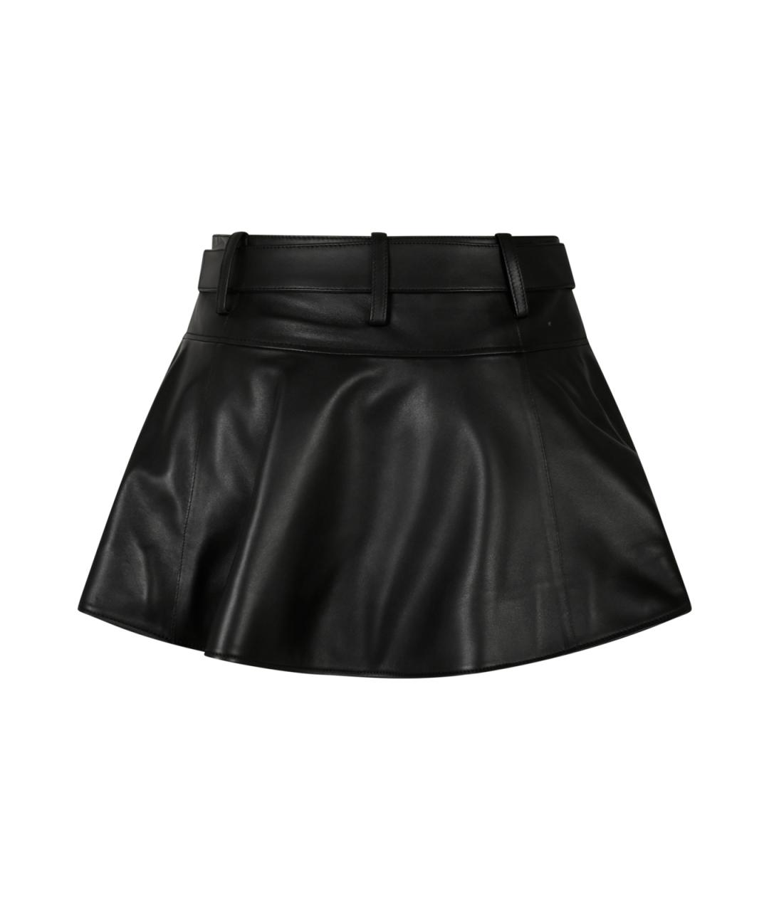 LOEWE Черная кожаная юбка мини, фото 2