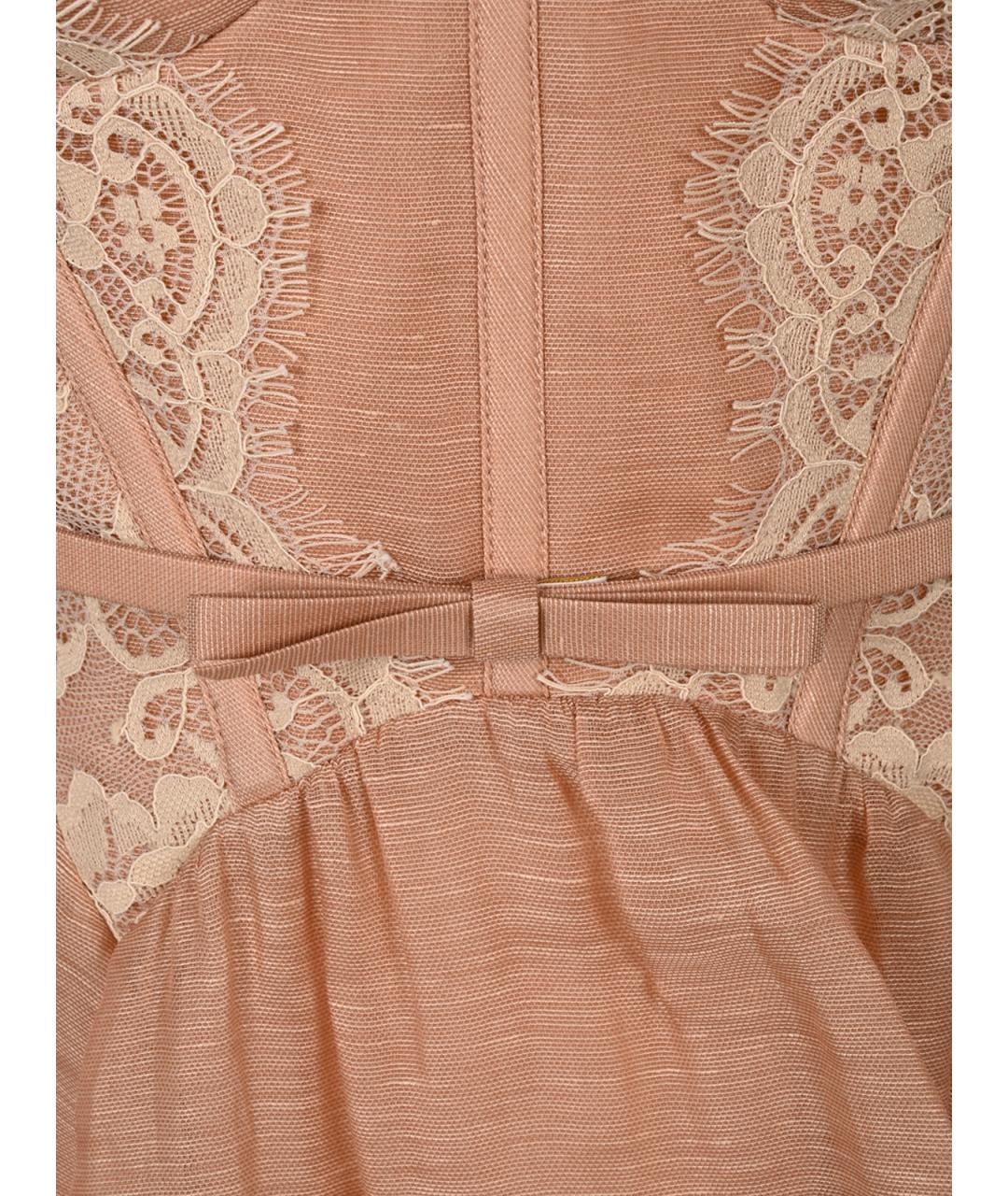 ZIMMERMANN Розовое льняное коктейльное платье, фото 3
