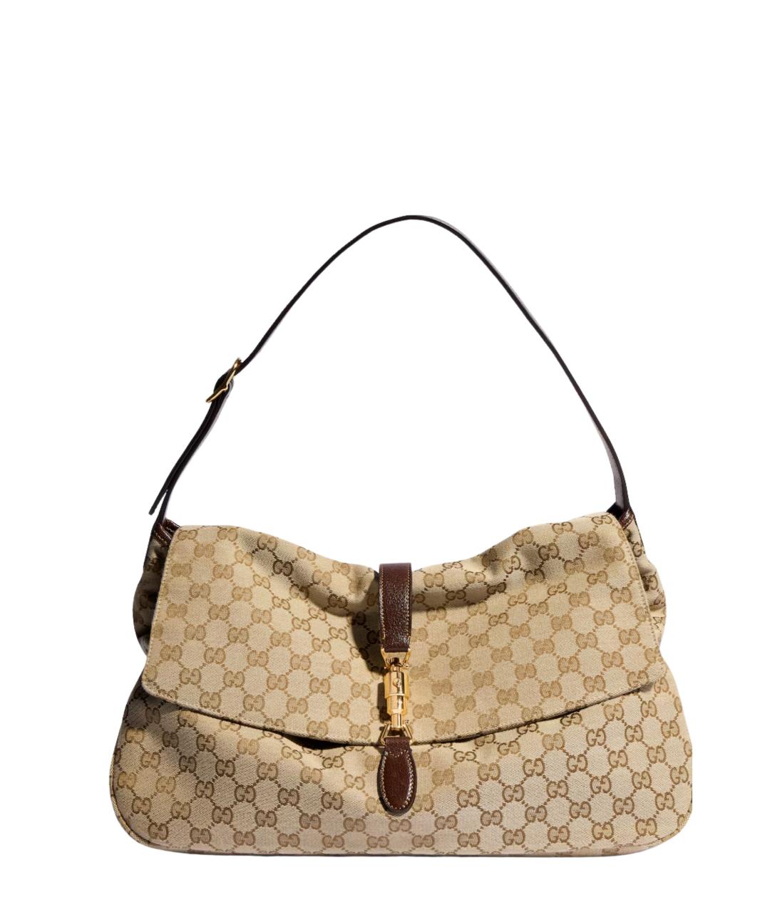 GUCCI Бежевая сумка на плечо из канвы, фото 1