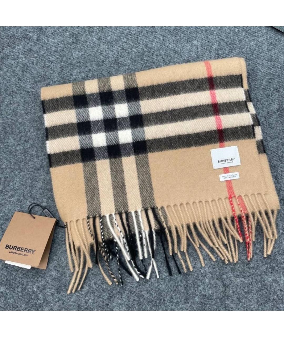 BURBERRY Бежевый кашемировый шарф, фото 5