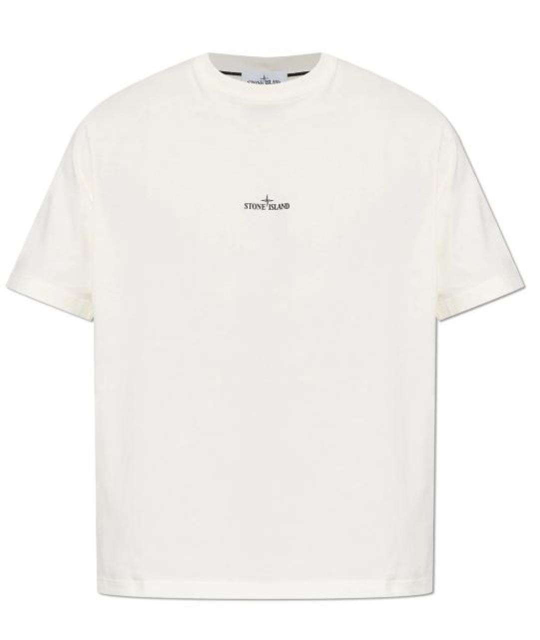 STONE ISLAND Белая хлопковая футболка, фото 1
