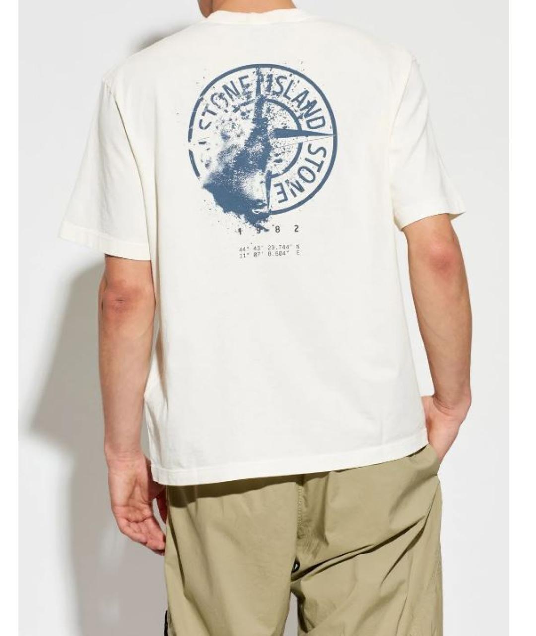 STONE ISLAND Белая хлопковая футболка, фото 2
