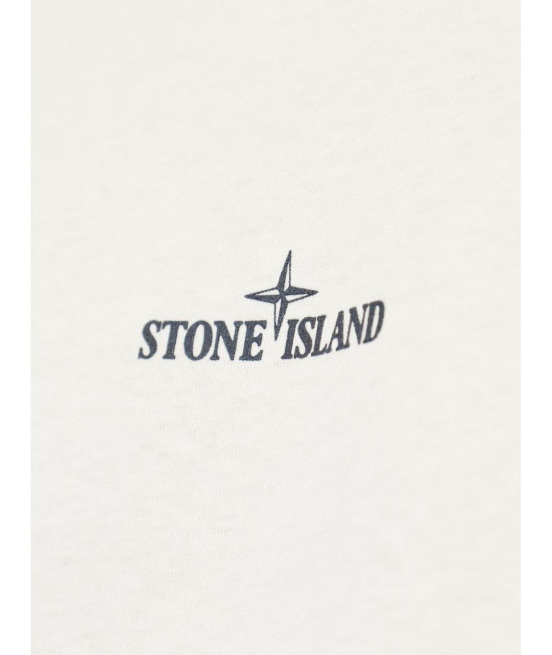 STONE ISLAND Белая хлопковая футболка, фото 4