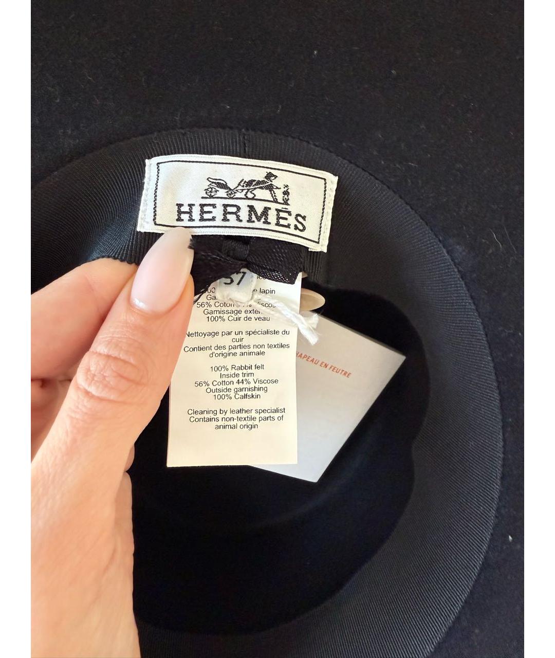 HERMES Черная шерстяная шляпа, фото 4
