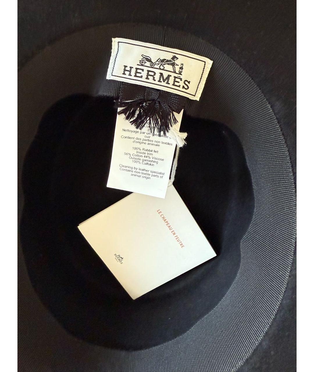 HERMES Черная шерстяная шляпа, фото 6
