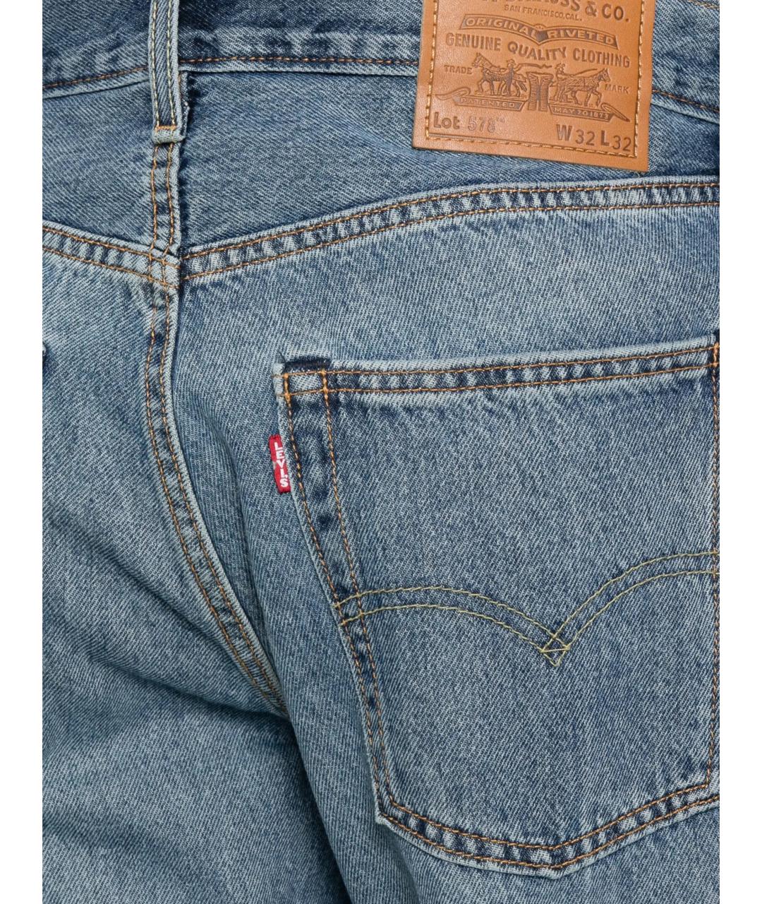 LEVI'S Голубые хлопковые прямые джинсы, фото 4