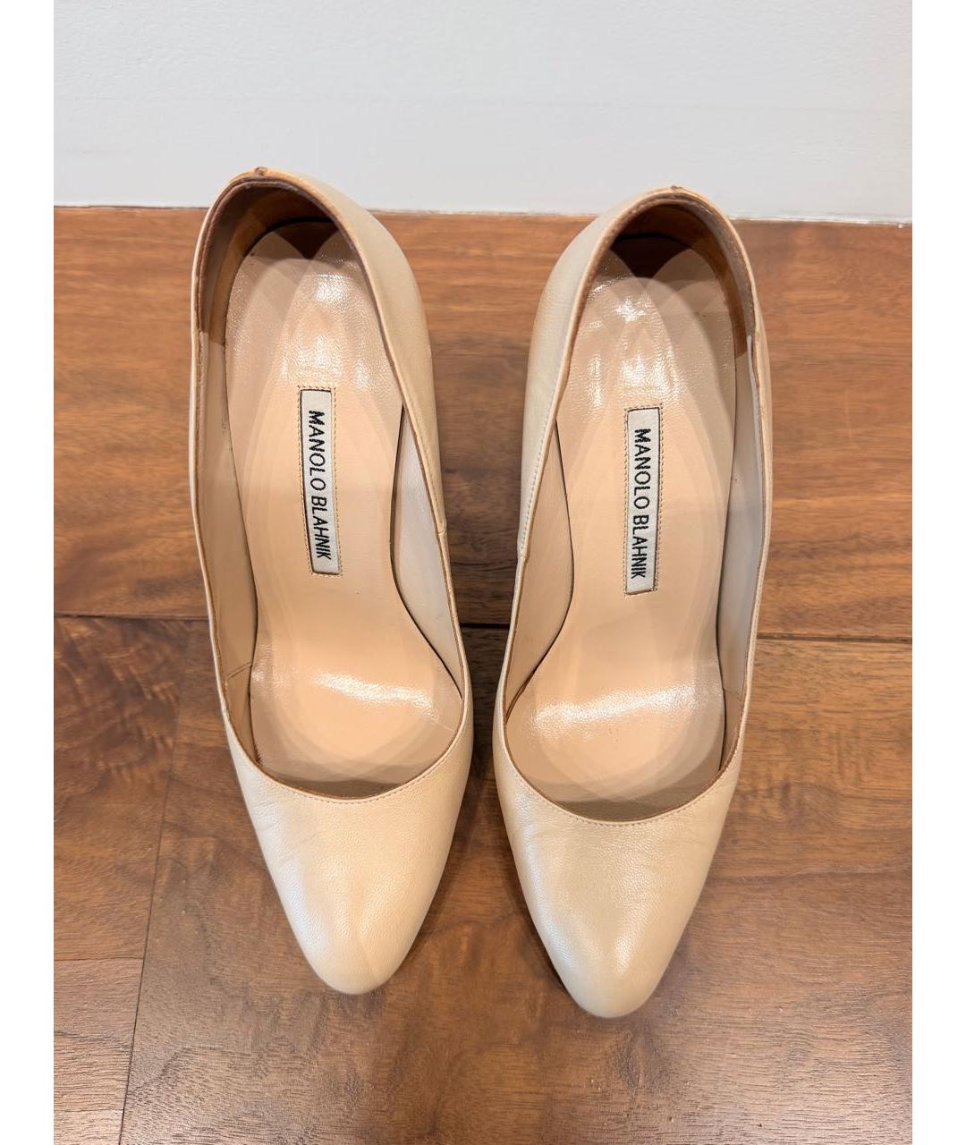 MANOLO BLAHNIK Бежевые кожаные туфли, фото 3