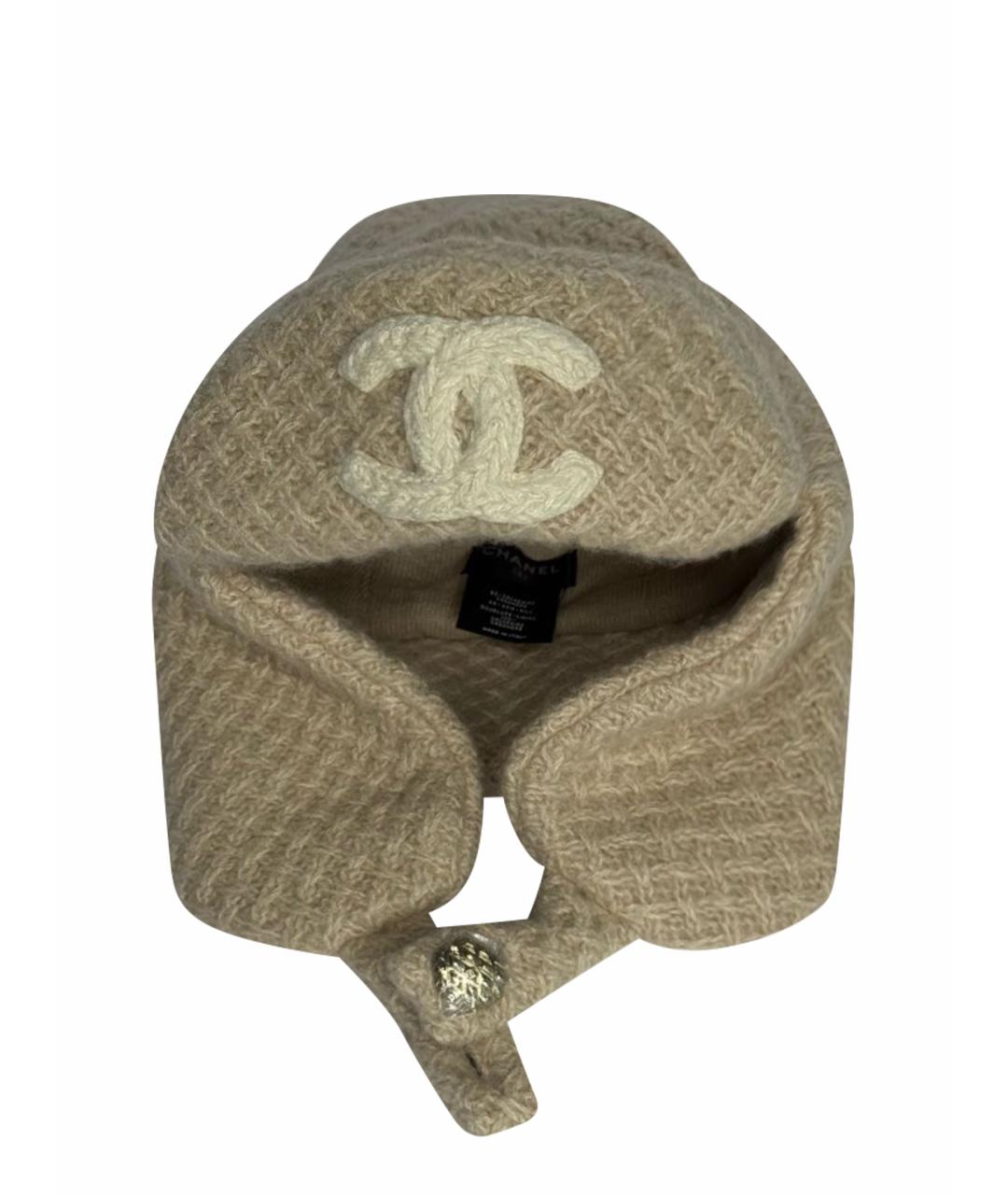 CHANEL Бежевая кашемировая шапка, фото 1