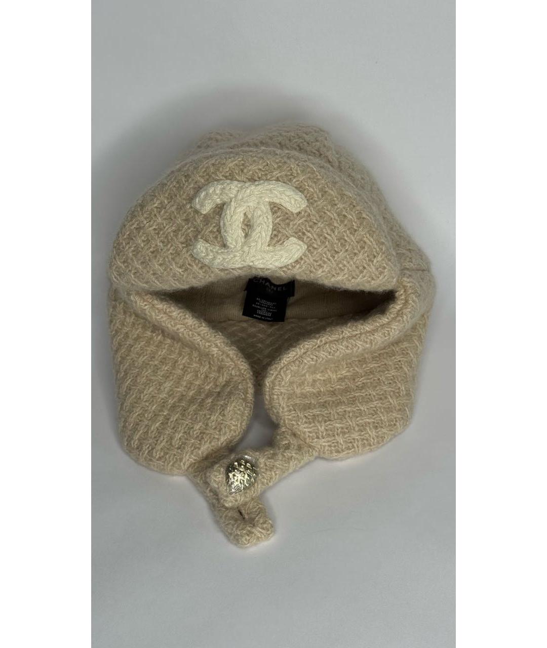 CHANEL Бежевая кашемировая шапка, фото 9
