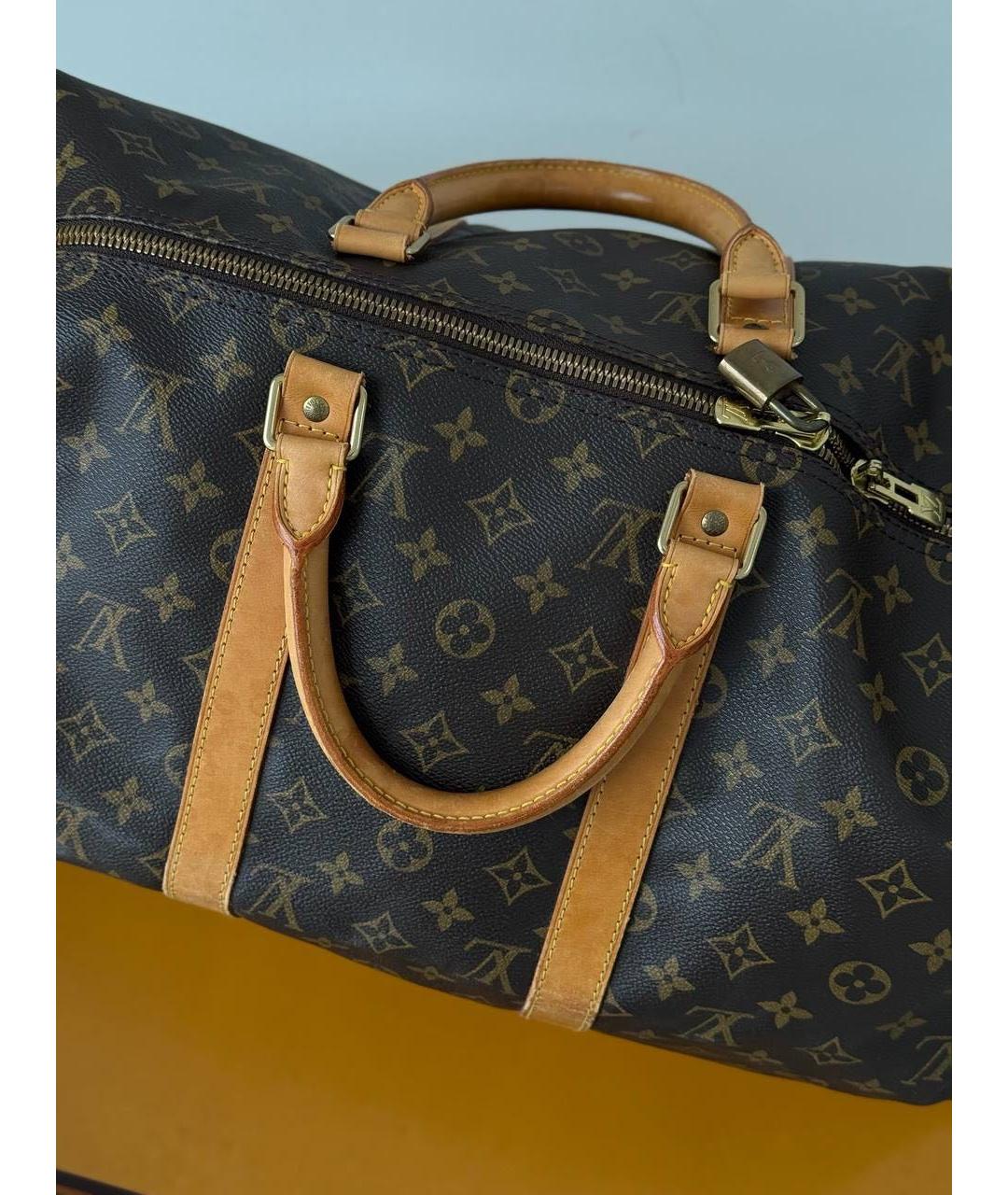 LOUIS VUITTON Коричневая кожаная дорожная/спортивная сумка, фото 7
