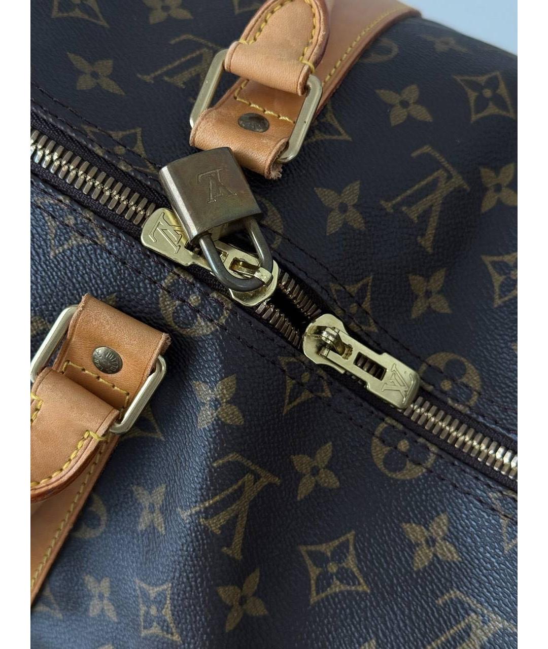 LOUIS VUITTON Коричневая кожаная дорожная/спортивная сумка, фото 5