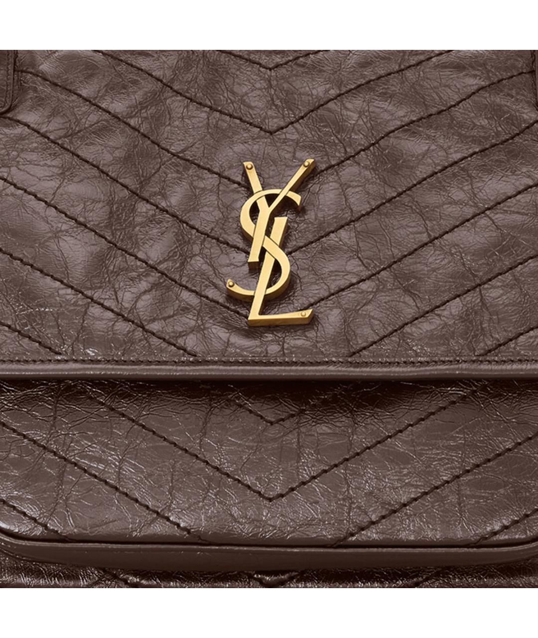 SAINT LAURENT Коричневая кожаная сумка через плечо, фото 4