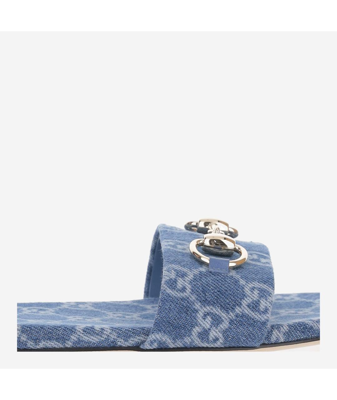 GUCCI Синие текстильные сандалии, фото 5