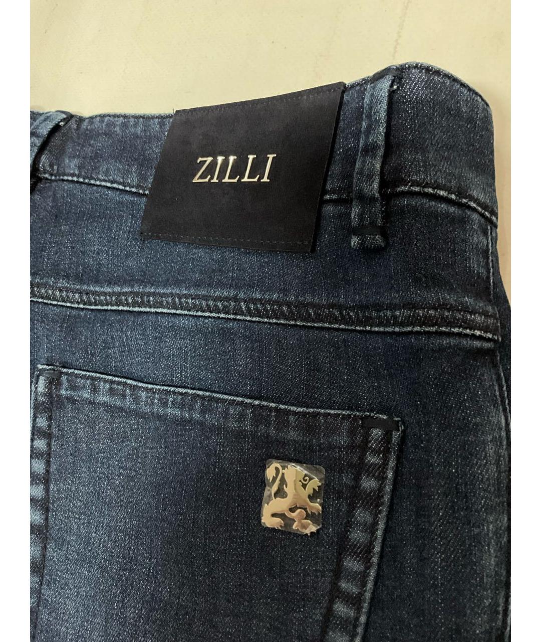 ZILLI Синие хлопко-эластановые прямые джинсы, фото 7