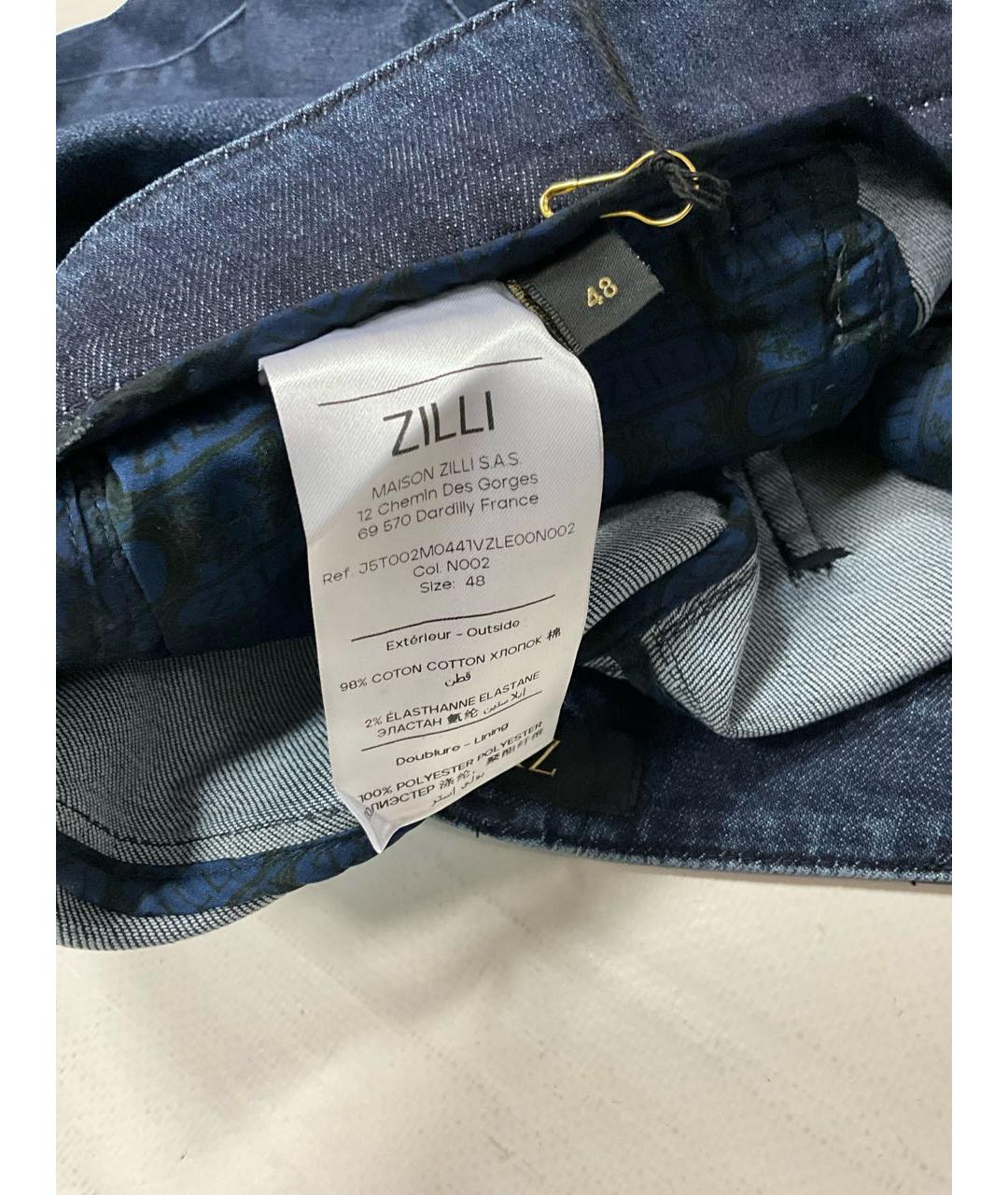 ZILLI Синие хлопко-эластановые прямые джинсы, фото 8
