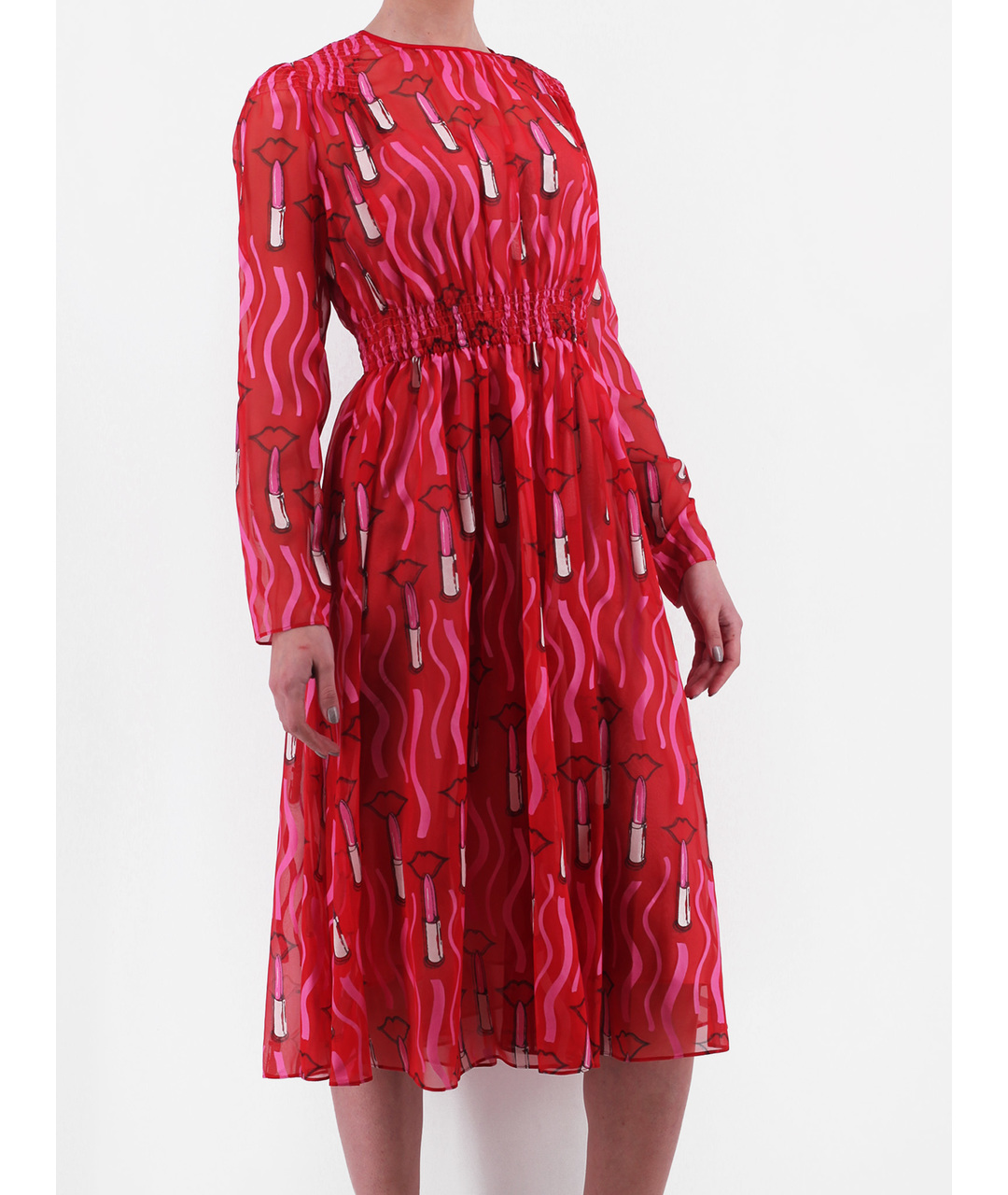 VALENTINO Красное шелковое коктейльное платье, фото 2