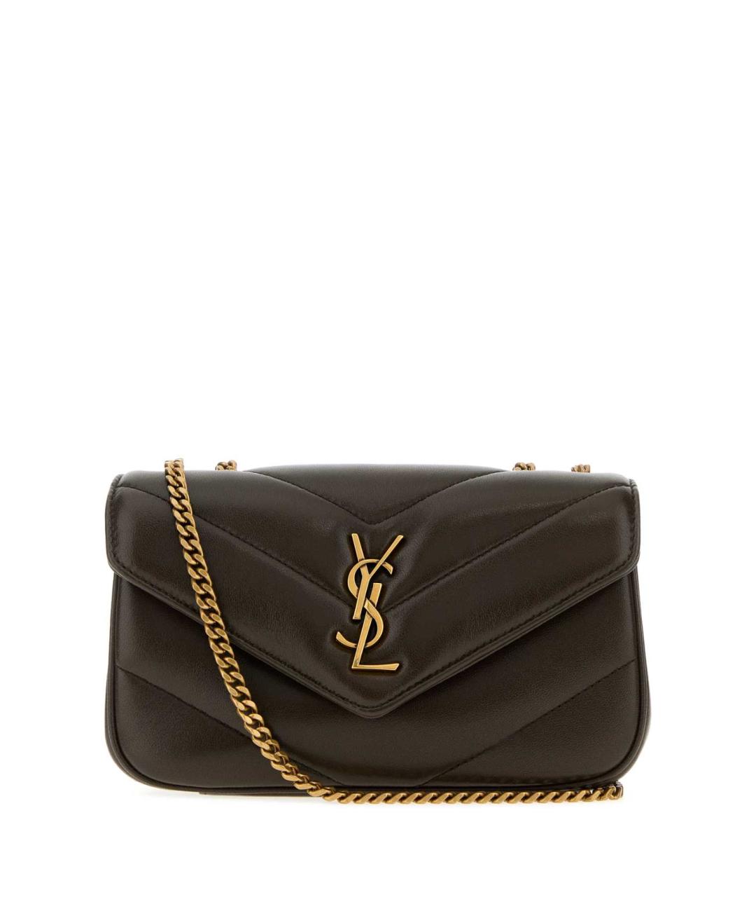 SAINT LAURENT Коричневая кожаная сумка через плечо, фото 1