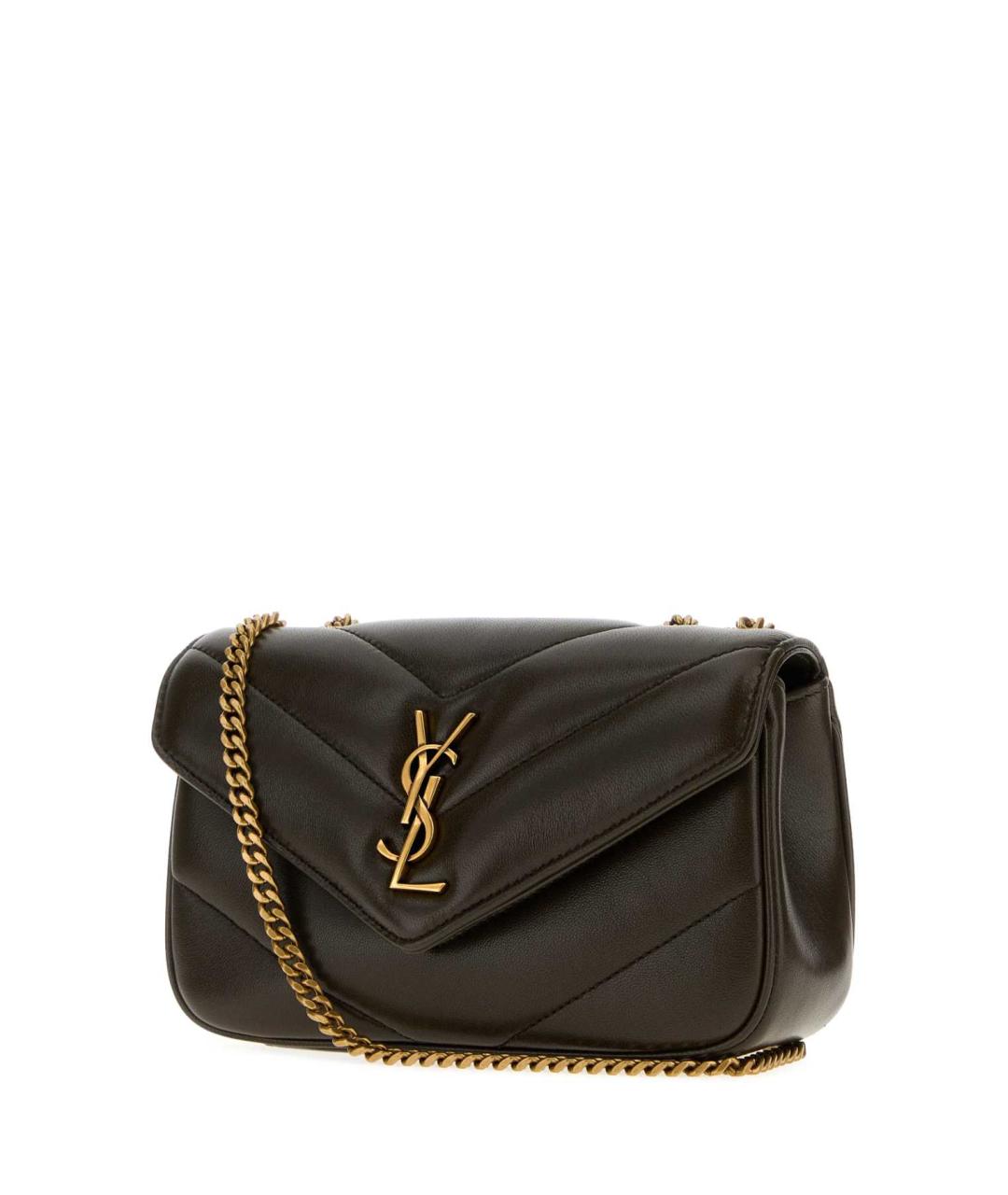 SAINT LAURENT Коричневая кожаная сумка через плечо, фото 2