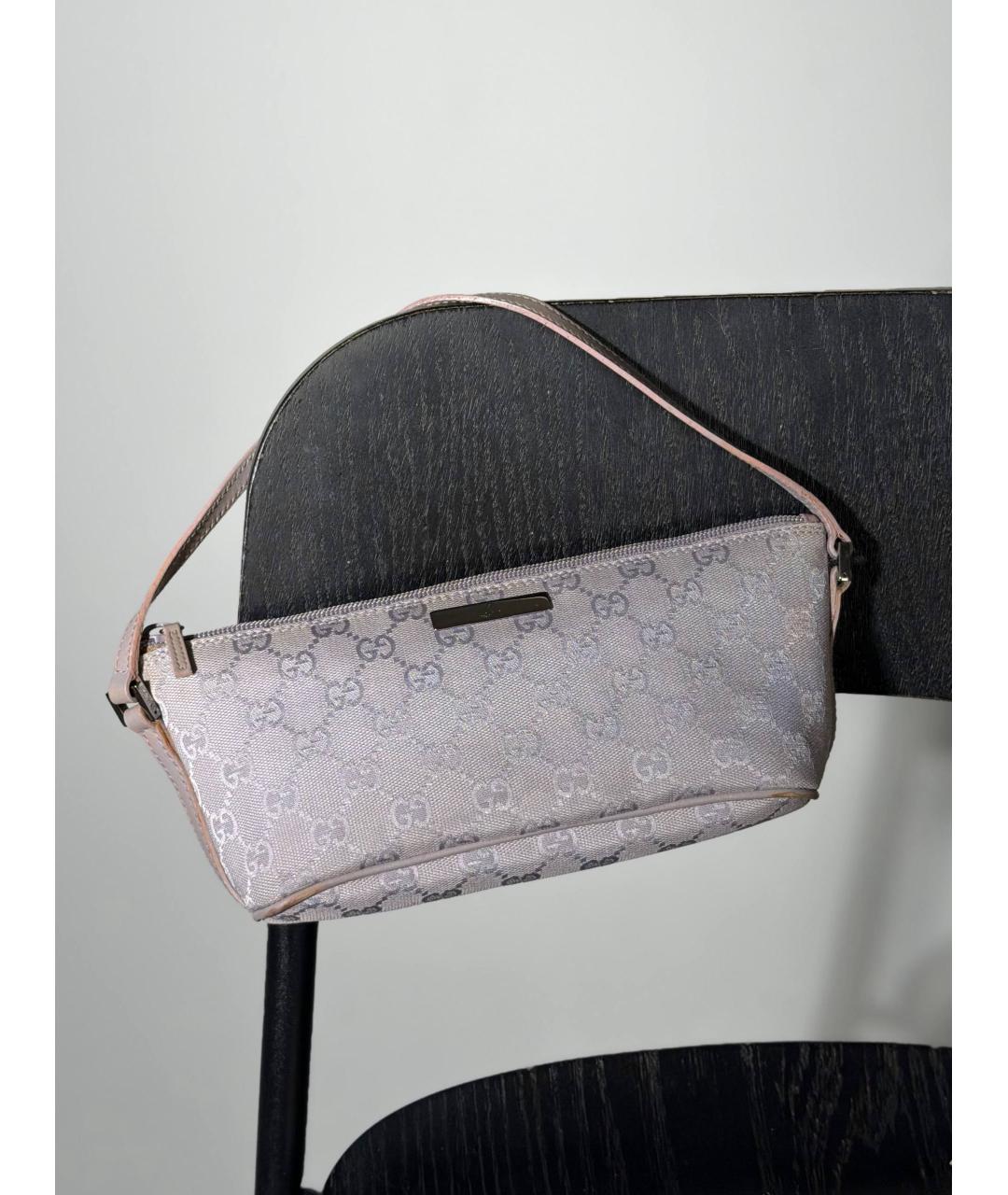 GUCCI Фиолетовая сумка с короткими ручками из канвы, фото 11