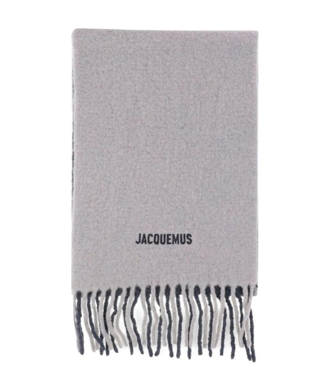 JACQUEMUS Серый шерстяной шарф, фото 1