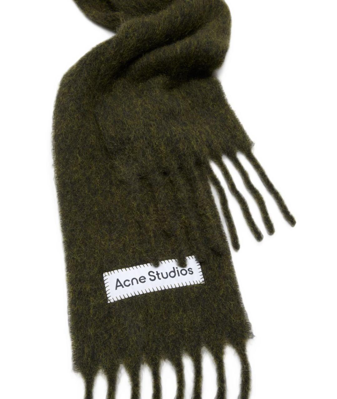 ACNE STUDIOS Зеленый шерстяной шарф, фото 3