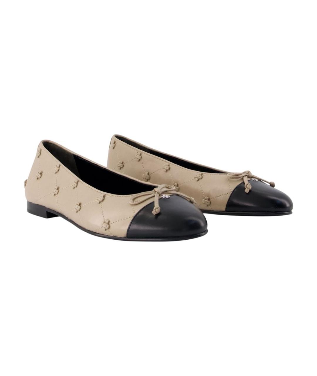 TORY BURCH Бежевые кожаные балетки, фото 2