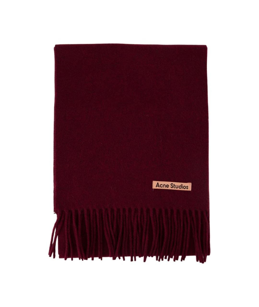 ACNE STUDIOS Бордовый шерстяной шарф, фото 1