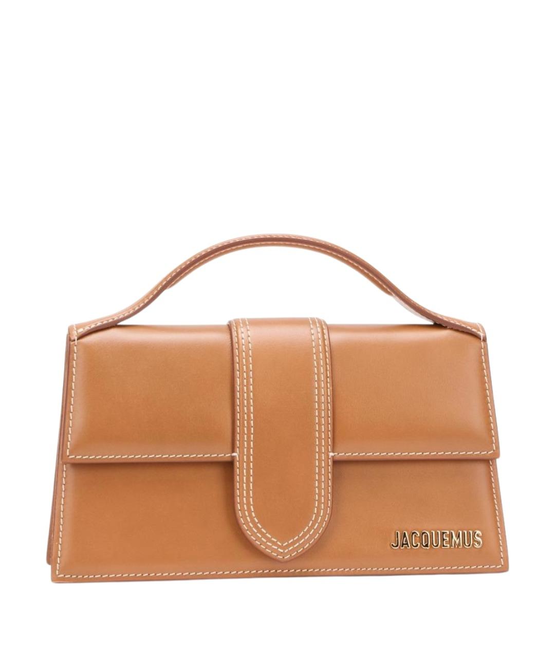 JACQUEMUS Коричневая кожаная сумка с короткими ручками, фото 1