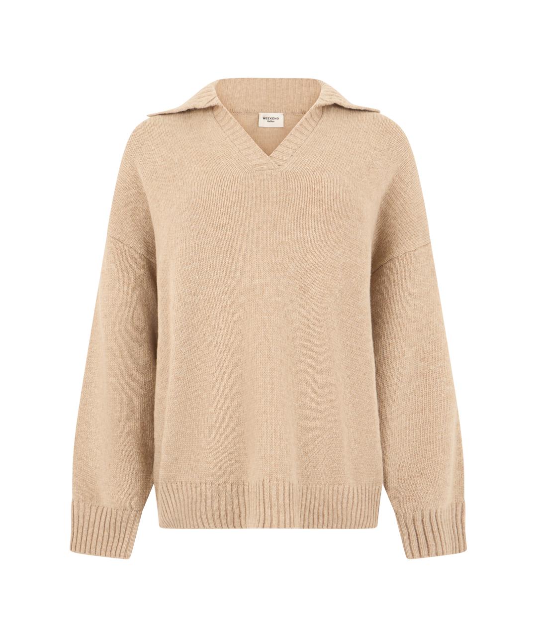 WEEKEND MAX MARA Бежевый шерстяной джемпер / свитер, фото 1