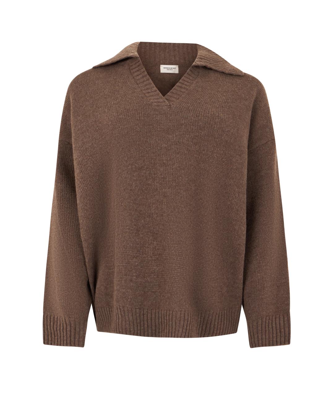 WEEKEND MAX MARA Коричневый шерстяной джемпер / свитер, фото 3