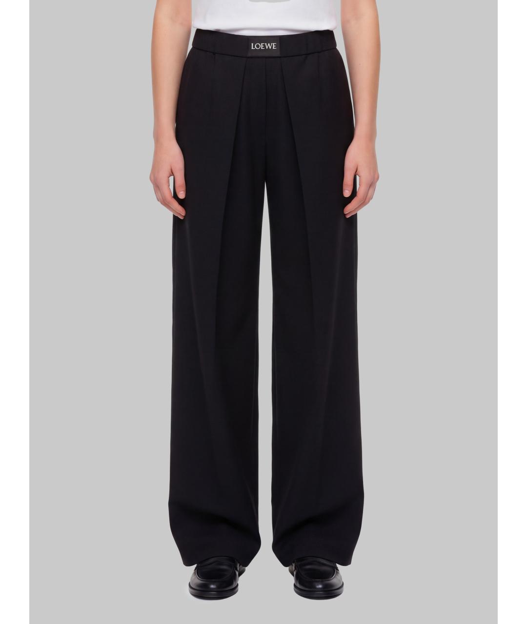 LOEWE Черные шерстяные прямые брюки, фото 4