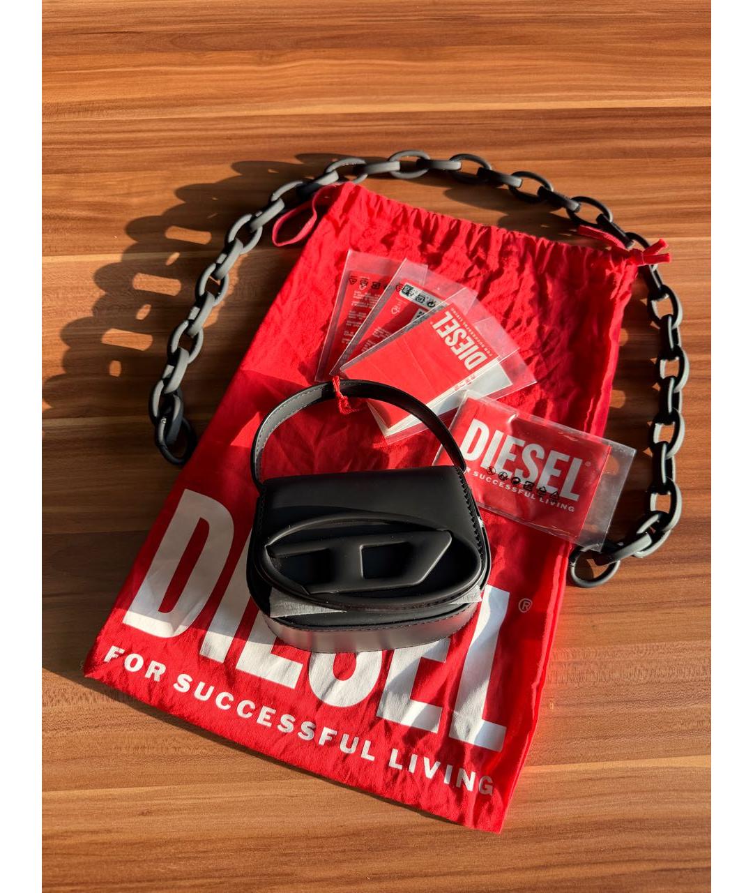 DIESEL Черная кожаная сумка с короткими ручками, фото 6