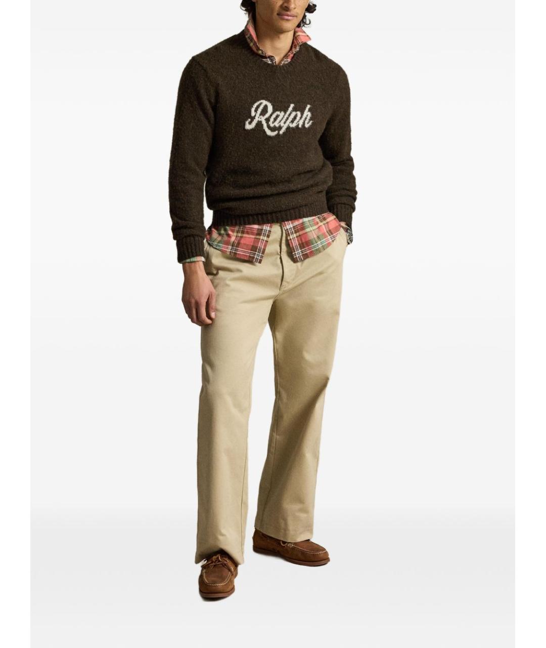 POLO RALPH LAUREN Коричневый шерстяной джемпер / свитер, фото 5