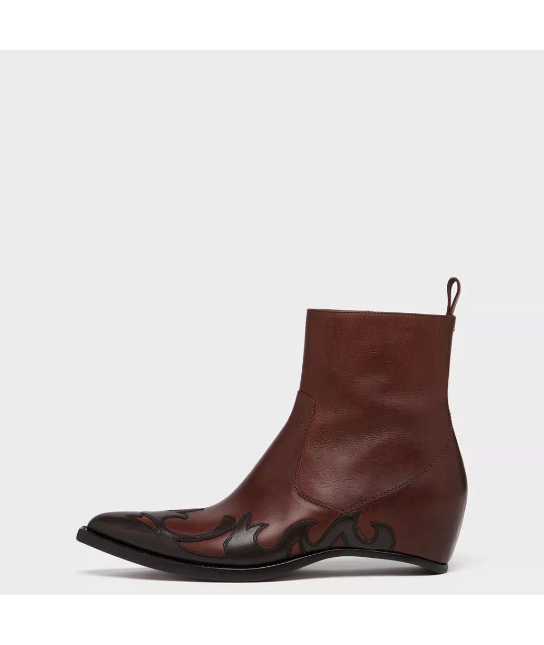 MAISON MARGIELA Коричневые кожаные высокие ботинки, фото 7