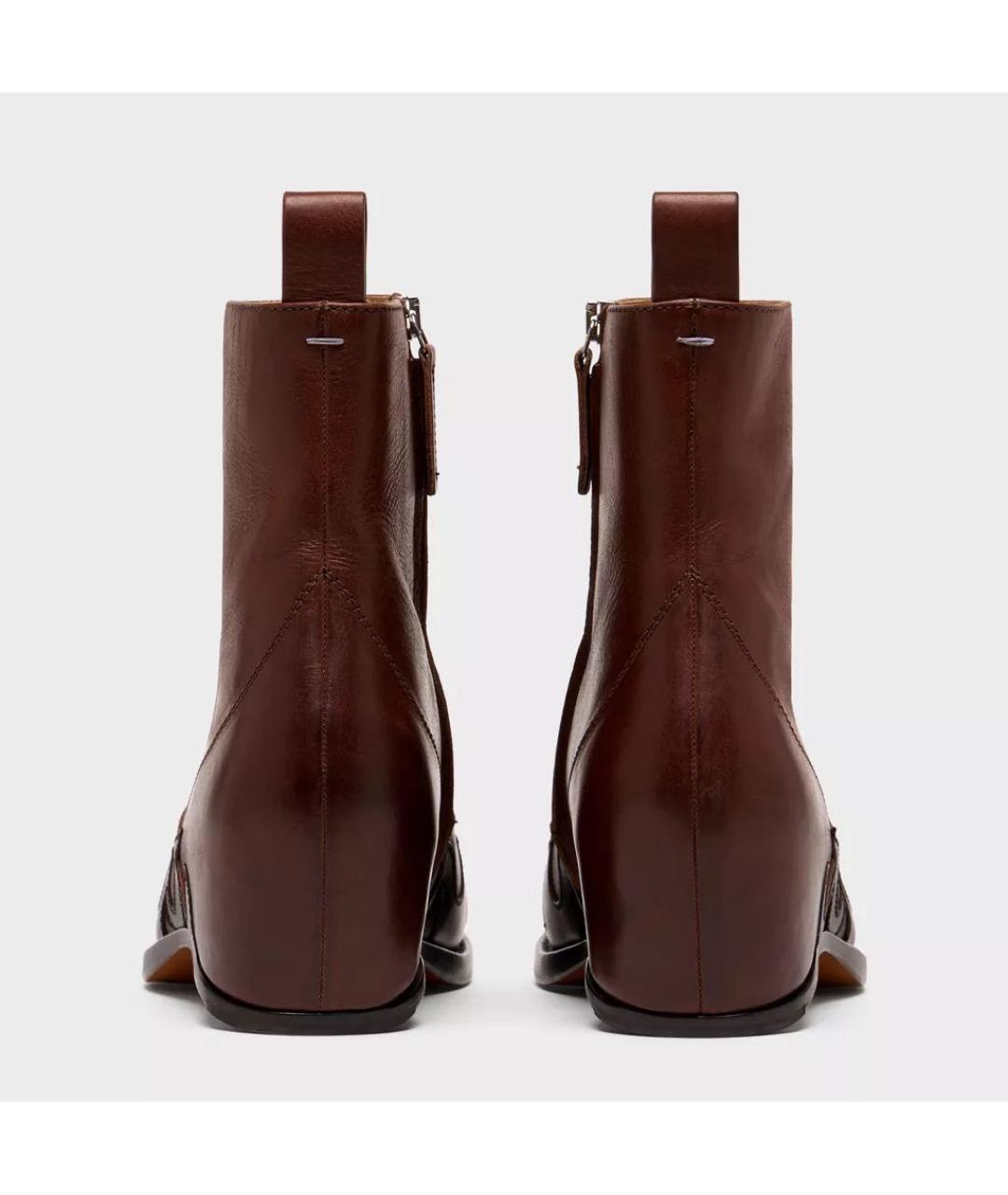 MAISON MARGIELA Коричневые кожаные высокие ботинки, фото 2
