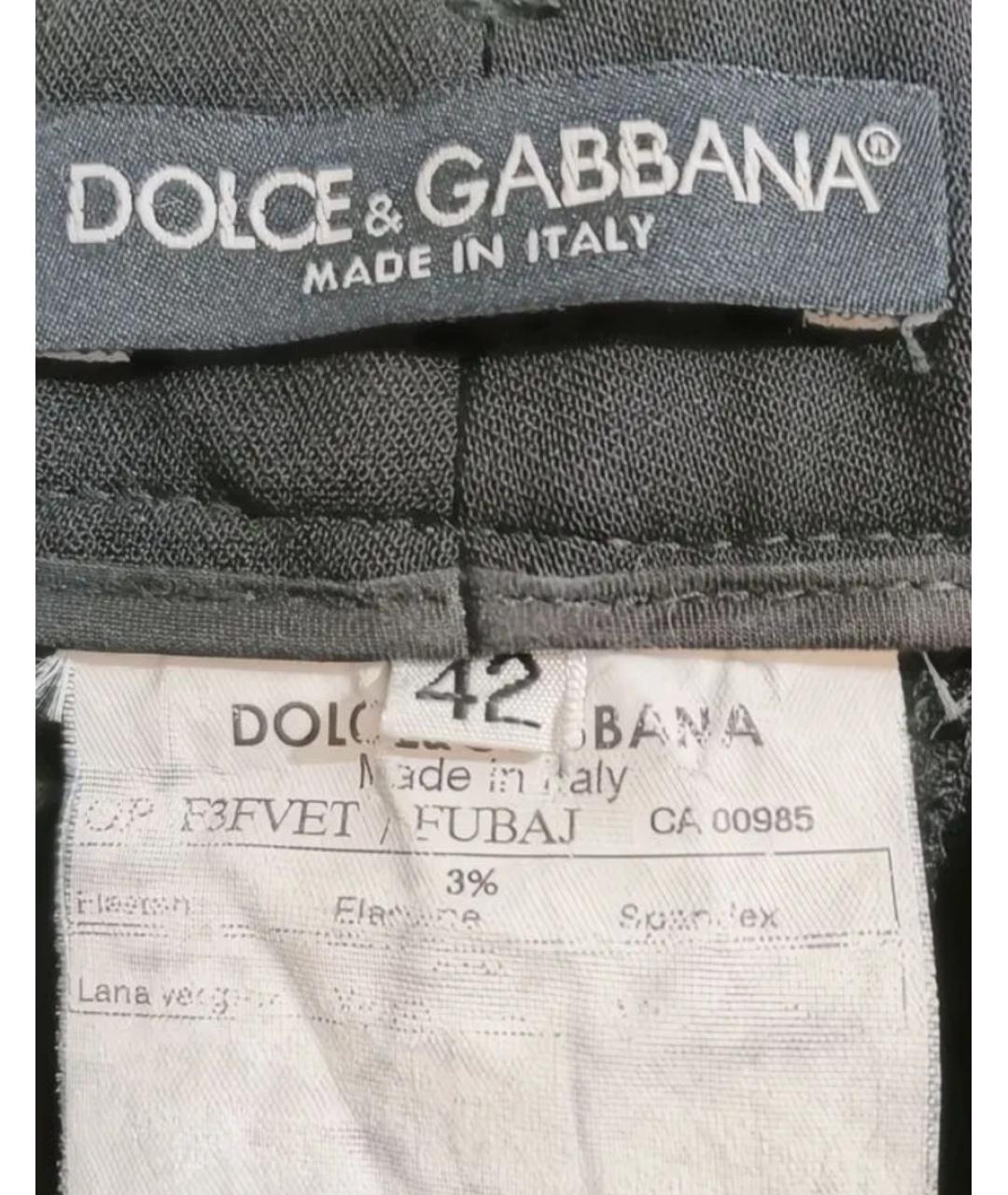 DOLCE&GABBANA Черные шерстяные прямые брюки, фото 7