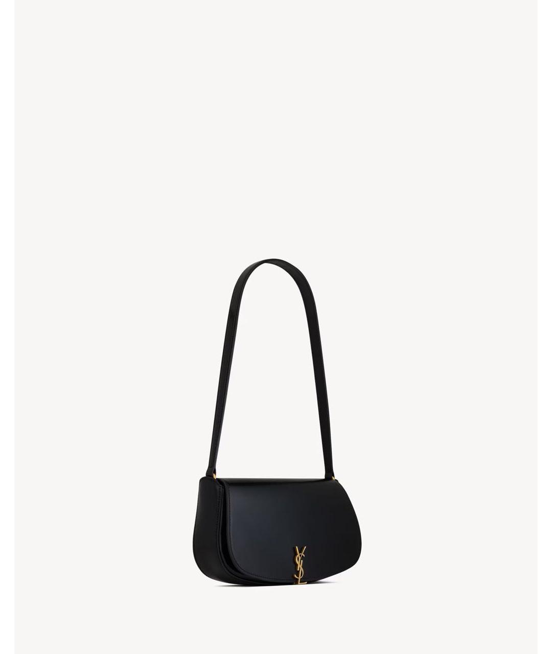 SAINT LAURENT Черная кожаная сумка с короткими ручками, фото 5